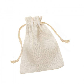 Льняной подарочный мешочек кремового цвета (12 х 9 см)