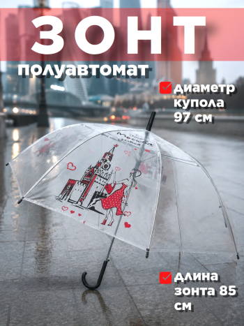 Прозрачный зонт "Это Москва, детка"