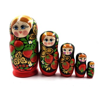 Матрешка деревянная "Славянские мотивы" (5 мест, 15 см)