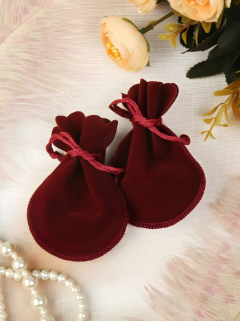 Бархатный подарочный мешочек бордового цвета (10 х 8 см)