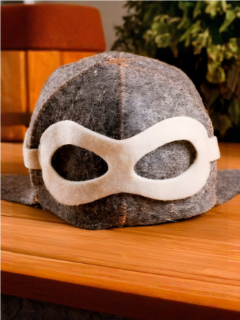 Шапка для бани "Пилот" серая (90% шерсти, 10% полиэстер)