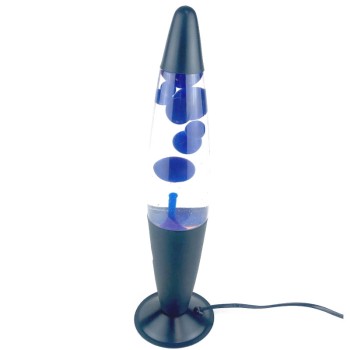 Лава лампа с черным основанием и синим воском (34,5 см)