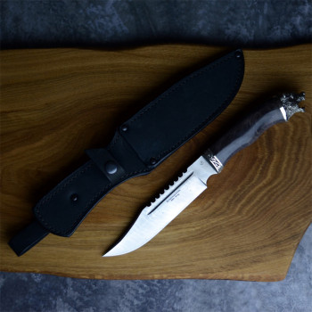 Разделочный нож "Рэкс" из дамасской стали с кожаными ножнами