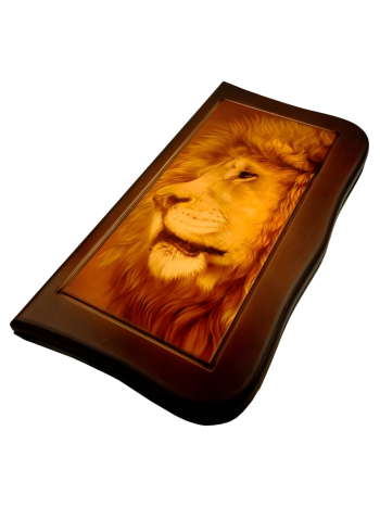 Резные нарды "Лев" с возможностью играть в шашки (55 x 28 x 5 см)