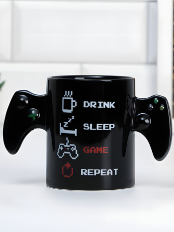 Кружка керамическая "Drink, Sleep, Game, Repeat" (400 мл)
