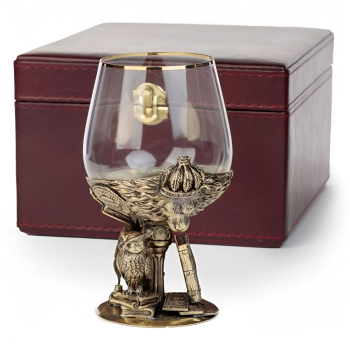 Бокал "Мудрый начальник" из стекла и бронзы (430 мл)