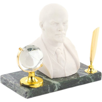 Настольная подставка под ручку "Бюст Ленина" из змеевика и мрамолита