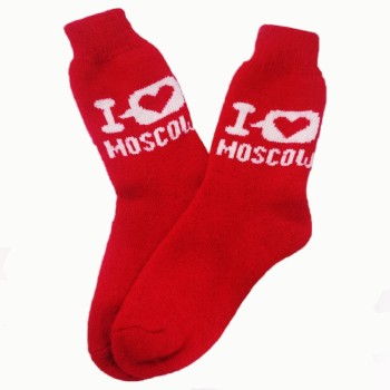 Рассказовские шерстяные носки "Я люблю Москву" в мешочке (размер 41-44)