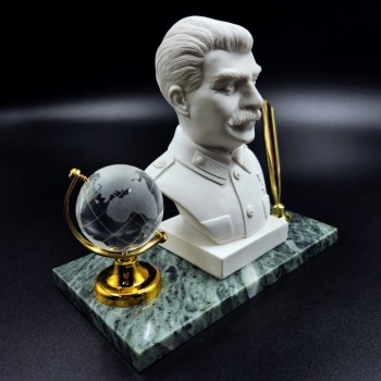 Настольная подставка под ручку "Бюст Сталина" из змеевика и мрамолита