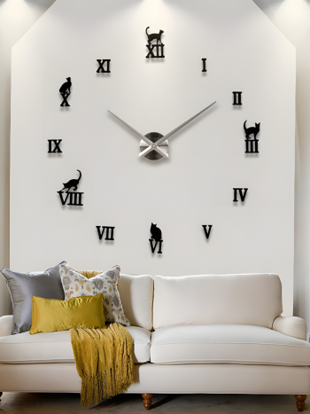 Настенные часы-наклейка "Кошечки" с римскими цифрами