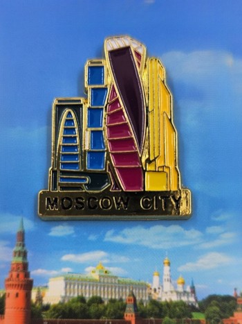 Металлический значок-пин сувенирный "Вид на Москва-сити"