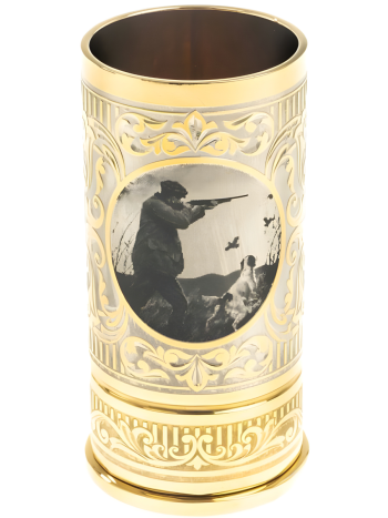 Стопка "Охотник" из латуни с позолотой и никелированием (40 мл)