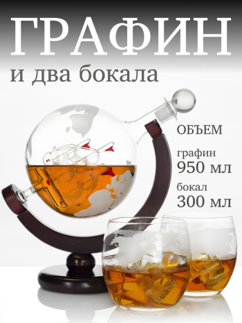 Графин "Глобус" с двумя бокалами (уценка)