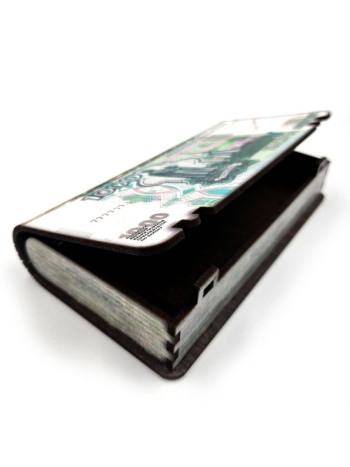 Купюрница деревянная с рисунком "Тысячерублевая купюра"