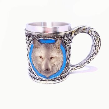 Кружка "Белый волк" с металлической колбой (350 мл)