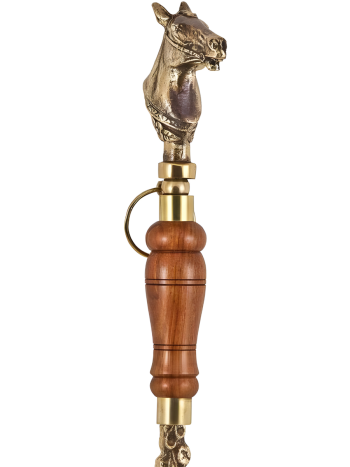 Подарочная ложка для обуви "Лошадь" с деревянной ручкой золотистая