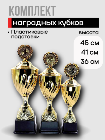 Комплект наградных кубков с эмблемами и шильдами  1,2,3 место