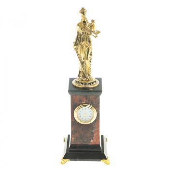 Настольные часы "Фемида" из бронзы и яшмы (29 х 8 х 8 см)