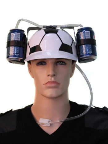 Пивная каска с подставками для банок "Футбол" (универсальный размер)