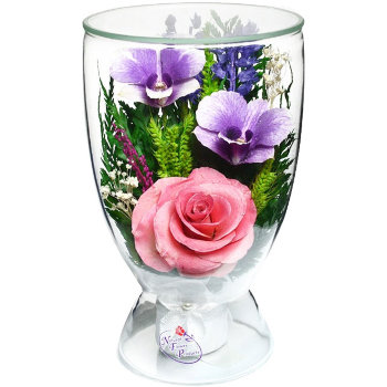 Розы и орхидеи в стекле CuLM2 (13,5 см)