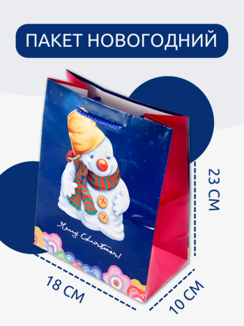 Подарочный пакет "Merry Christmas" (23 х 18 х 10 см)