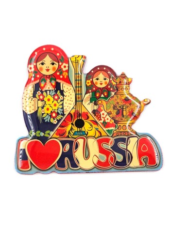 Магнит "Матрёшки I LOVE RUSSIA"