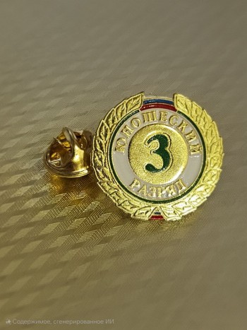 Значок закрутка "3-й юношеский разряд" в пластиковом футляре