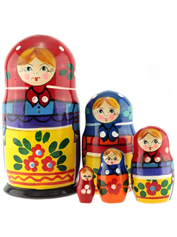 Матрешка деревянная "Старорусские мотивы" (5 мест, 16 см)