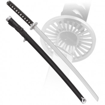 Самурайский меч катана "Серебряное Солнце" с черными ножнами с подставкой (100 см)