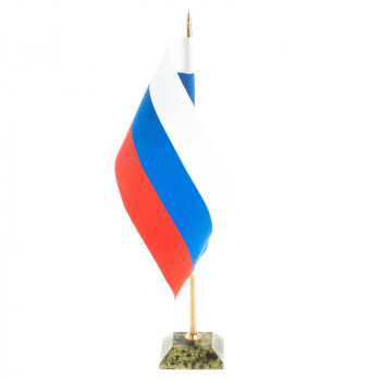 Настольный флагшток из змеевика с флагом России