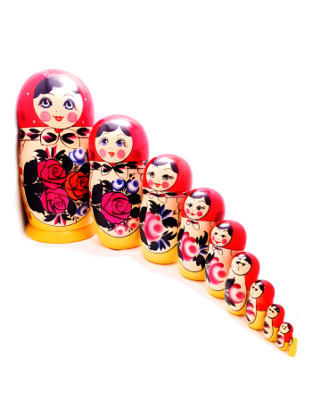 Семеновская матрешка деревянная разборная (10 мест, 25 см)