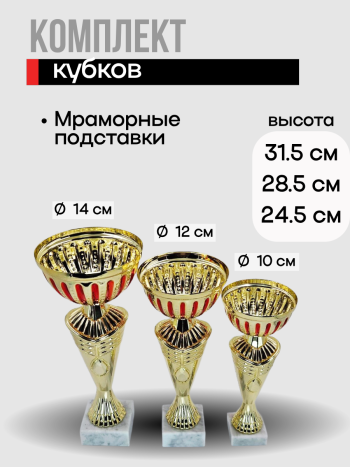 Комплект наградных кубков на мраморных подставках 