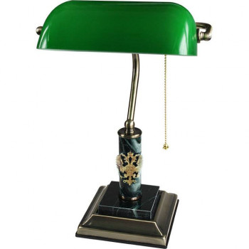Зеленая настольная лампа с гербом 