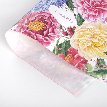Упаковочная бумага "Цветы на 8 марта" (крафт, 70 х 50 см)