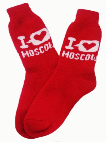 Рассказовские шерстяные носки "Я люблю Москву" в мешочке (размер 36-39) 