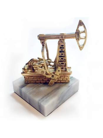 Статуэтка "Нефтяная качалка" из бронзы и мрамора (6 см)