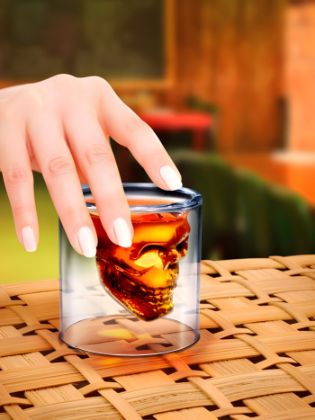 Стакан стеклянный фигурный для виски "Череп" (70 мл)