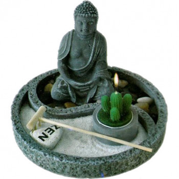 Сад дзен "Будда с свечой в виде кактуса" (18 х 18 см)