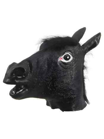 Карнавальная маска латексная "Голова лошади" черного цвета