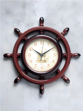 Настенные часы пластиковые на батарейках "Штурвал" (35 см)