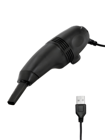 Мини USB пылесос для клавиатуры с двумя насадками (цвет черный)