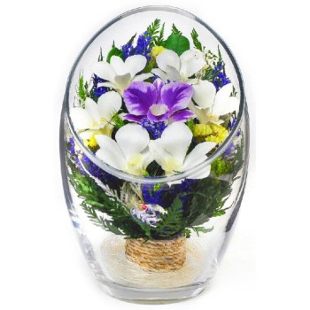 Композиция из орхидей в стекле (выс. 22,5 см, диам. 15 см)
