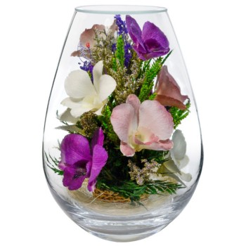 Композиция из орхидей в стекле (выс. 21 см)