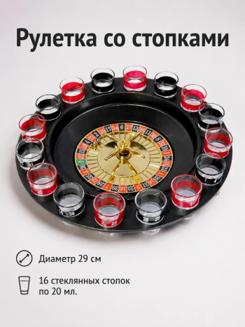Алкогольная игра на компанию "Пьяная рулетка с 16 стопками"