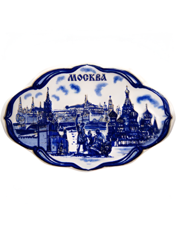 Магнит керамический фигурный "Гжельские мотивы Москвы"