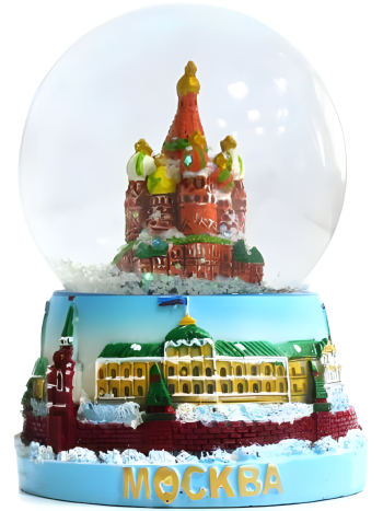 Шар со снегом "Храм Василия Блаженного" (диаметр 6,5 см)