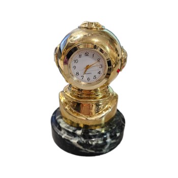 Настольные часы "Водолаз" из бронзы и змеевика (10 см)