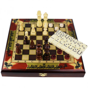 Шахматы, шашки, домино 3 в 1 "Красная армия" (30 х 30 х 4 см)