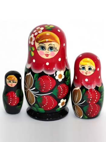 Матрешка деревянная разборная "Ягодка" (3 места, 9 см)