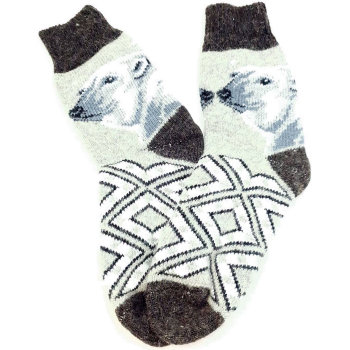 Рассказовские шерстяные носки "Белый медведь" (размер 41-44)